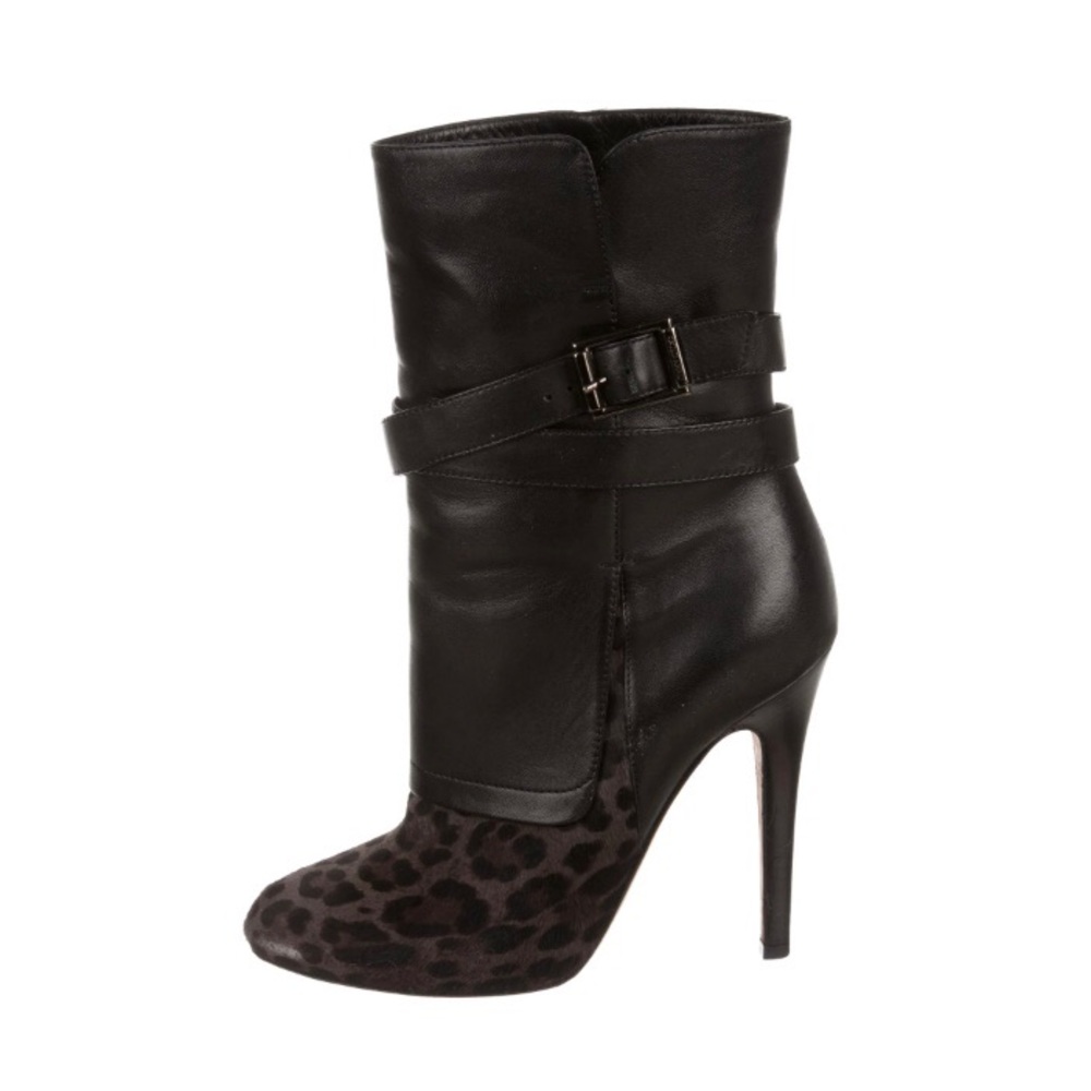 Jimmy Choo Black/Gray Ponyhair Leopard Boots